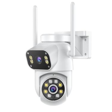 Imagem de Semme Câmera de Segurança Sem Fio 3MP 3MP, Câmera WiFi Inteligente de Lente Dupla Com Visão Noturna Em Cores Detecção de Movimento de áudio Bidirecional Rastreamento Automático