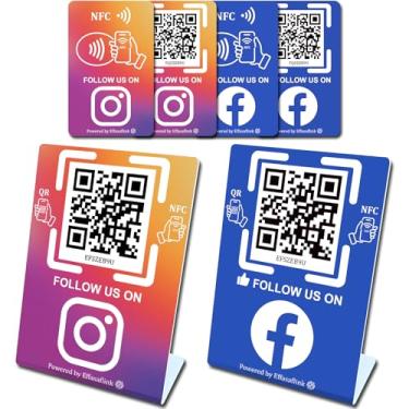 Imagem de Suporte de mídia social com placa NFC e QR Code - Acesso fácil e rápido à página de mídia social para clientes - Ganhe mais seguidores, configuração simples, sem taxas mensais, para todas as empresas