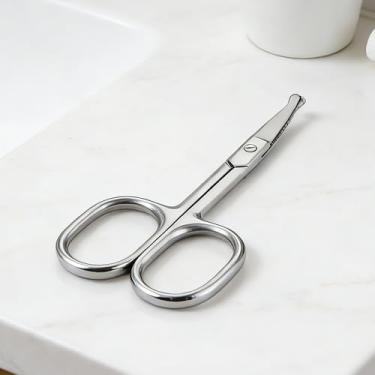 Imagem de Tesoura de cabelo de nariz arredondado de aço inoxidável com ponta de segurança aparador de cuidados pessoais suaves prata