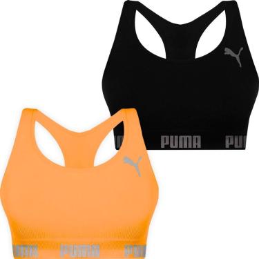 Imagem de Kit 2 Tops Puma Fitness Feminino Nadador Sem Costura Sem Bojo Alta Sustentação Academia-Feminino