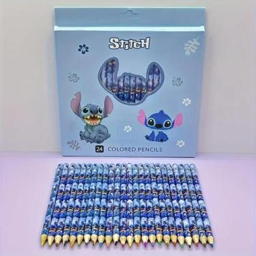 Imagem de Conjunto De Lápis Coloridos Disney Stitch 24PCS Ferramentas De Desenho
