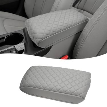 Imagem de KBH Capa de apoio de braço para console central para Hyundai Sonata 2015 2016 2017 2018 2019, protetor de tampa de console médio, almofada de espuma de couro PU, acessórios internos de couro PU, cinza