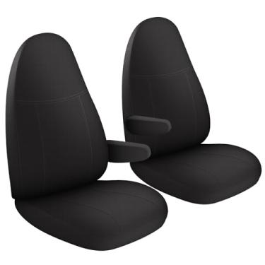 Imagem de vokoroad Capa de assento dianteiro para Chevy Express 2010-2024 assento concha dianteiro com abertura para alça de apoio no encosto do lado do passageiro, ajuste personalizado feito em tecido cinza