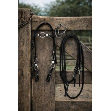 Imagem de Rédea Cabecada Freio Inox Cavalos Quarto De Milha Acessorios - selaria