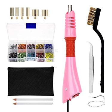 Imagem de Conjunto DIY de Aplicador Hot Fix Máquina Cristais Strass Quente para Artesanato em Roupas Sapatos Calças Jeans Bolsas Crie Desenhos Brilhantes com Kit Ferramentas Borracha ABS Incluindo Suporte Metal