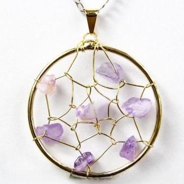 Imagem de Colar Filtro dos Sonhos Pedra Ametista Dourado - CristaisdeCurvelo