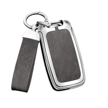 Imagem de Capa De Chave De Carro Em Liga De Zinco, Compatível Com Seat Ateca Leon Fr 2 Ibiza, Capa De Couro Genuíno De Alta Qualidade, Fivela, Acessórios Automotivos(A silver gray)