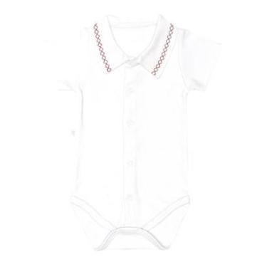 Imagem de Body Bebê Menino Gola Polo Branco Detalhe Vermelho Fofinho-Masculino