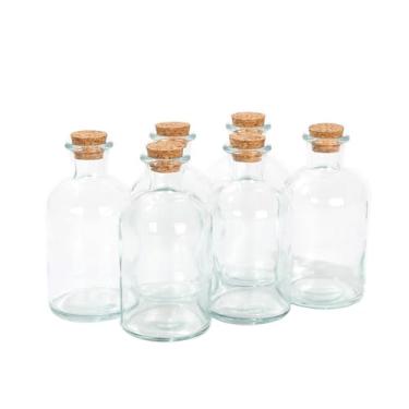 Imagem de Magic Season Garrafas de vidro decorativas com rolhas de cortiça (garrafas redondas de 250 ml/6 peças)