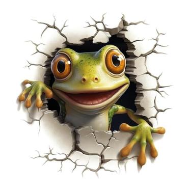 Imagem de Adesivo de tampa e tanque de vaso sanitário sapo animal quebrando paredes capa de assento de vaso sanitário decalques decoração cisterna adesivos descascar e colar banheiro decoração mural