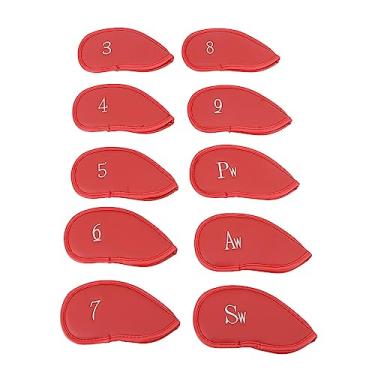 Imagem de Capa para Tacos de Golfe, Capas Resistentes Ao Desgaste e Proteção Forte para Tacos de Golfe 10 Unidades Anti-queda Elegantes para Amantes de Jogadores de Golfe (Vermelho)
