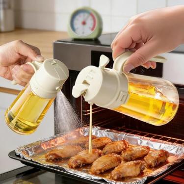 Imagem de Frasco dispensador de óleo de 470 ml com bico de abertura lateral, recipiente de spray de cozinha com alça para molho de soja e vinagre de azeite