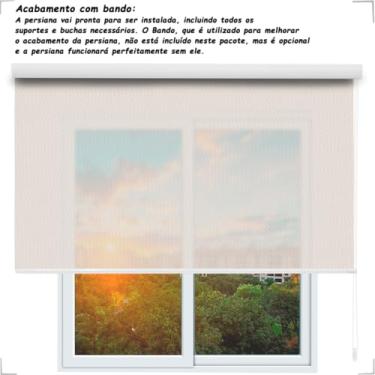 Imagem de Cortina Persiana de Rolo, rolon, rolle, rolô Tela Solar, Screen 1%, translúcida para salas e quartos (Bege - COM BANDÔ - Acabamento Branco, 0,86 (lar) x 2,30 (alt))