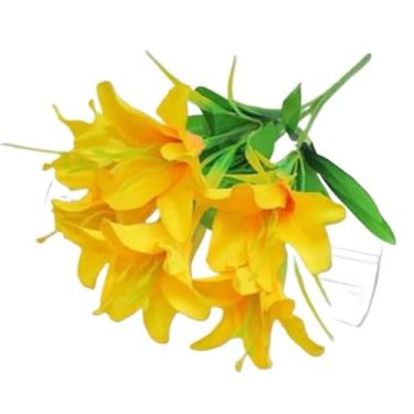 Imagem de Enfeites Decorativos com Lírios Artificiais para Casa, Flores Decorativas para Mesa, Restaurantes e Ambientes Internos(Amarelo)