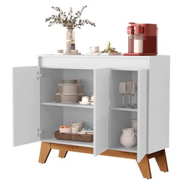 Imagem de Buffet Cancun 3 Portas Aparador Balcão Cantinho Do Café Para Sala De Estar (Branco)
