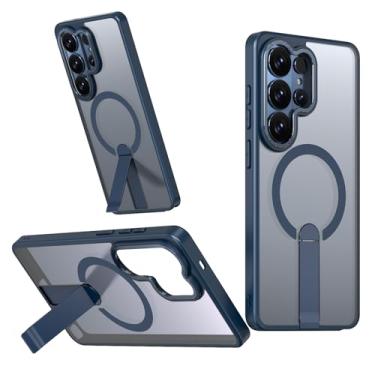 Imagem de Newhalper Capa magnética projetada para Samsung Galaxy S26 com suporte de metal ultra ajustável compatível com MagSafe Rugged Phone Cover para Samsung S26 Ultra (azul)