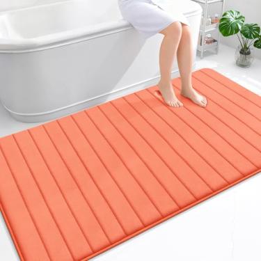 Imagem de OLANLY Tapete de banho listrado de espuma viscoelástica 177 x 116, tapetes de banheiro absorventes super macios, secagem rápida, tapetes de chuveiro laváveis na máquina, tapete de banho, acessórios de