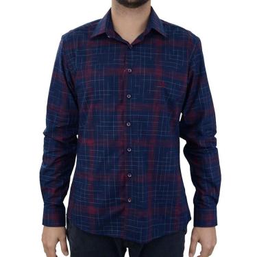Imagem de Camisa Masculina Dudalina ML Slim Space Dyed Azul Marinho - 530427-Masculino