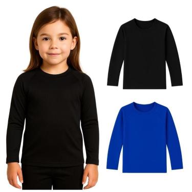 Imagem de Kit 2 Camisetas Manga Longa Infantil Menina Proteção Solar-Feminino