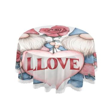 Imagem de Qilmy Toalha de mesa redonda de palmeira de treliça verde, 152 cm, resistente à água, à prova de derramamento, capa de mesa grande para jantar de reunião de família em ambientes internos e externos