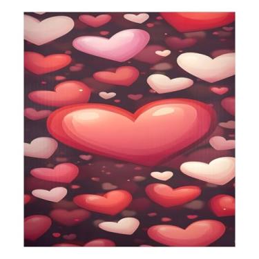 Imagem de Qilmy Capa magnética para máquina de lavar louça Dia dos Namorados corações vermelhos 58 x 66 cm porta da frente capas decorativas de geladeira adesivo folha magnética máquina de lavar louça painel