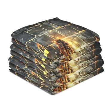 Imagem de Wassud Toalhas de cozinha de guitarra preta panos de prato de cozinha pacote com 6 panos de prato macios com laço para pendurar toalha de mão super absorvente de secagem rápida toalhas de chá de mesa