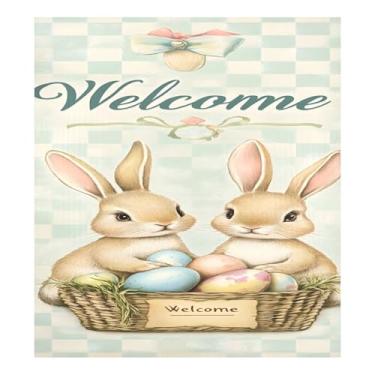 Imagem de Qilmy Capa magnética para máquina de lavar louça, coelhinho da páscoa, 58 x 66 cm, capa decorativa para geladeira para porta da frente, adesivo, folha magnética, máquina de lavar, painel de geladeira