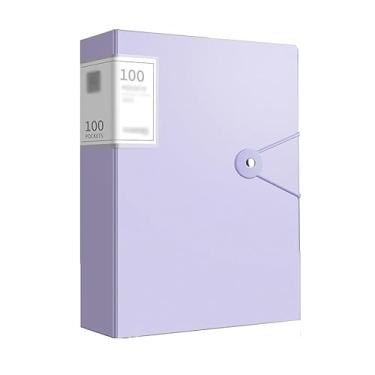 Imagem de Pasta organizadora de arquivos A4 com inserções transparentes, 100 páginas, livro de dados de grande capacidade, multifuncional, bolsa de armazenamento de dados, material de escritório (Roxo)