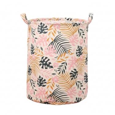 Imagem de Cesto Organizador Dobrável com Alças, Estampa de Vaquinhas, Tecido Resistente, Grande 40x47cm, Multiuso para Roupas e Brinquedos. (Tropical, 6)