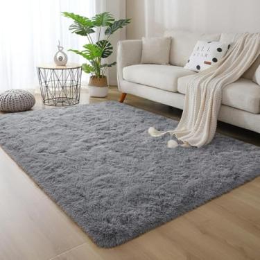 Imagem de Tapete Sala Peludo 2,00x1,50 Shaggy 4cm Altura Antiderrapante para Sala e Quarto(Cinza)