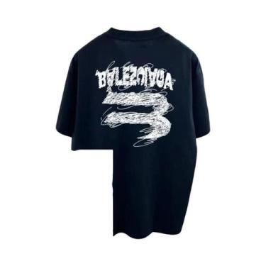 Imagem de Camiseta Masculina De Verão Com Estampa Pintada À Mão, Manga Curta, Ca