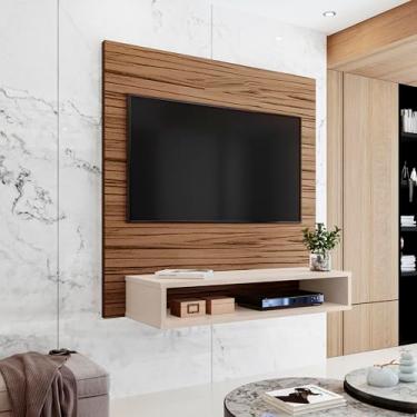 Imagem de Painel TV 90x90x30cm Madeira MDP Suporte Moderno Para Sala e Quarto Até 32 Polegadas (FREIJÓ OFF WHITE)