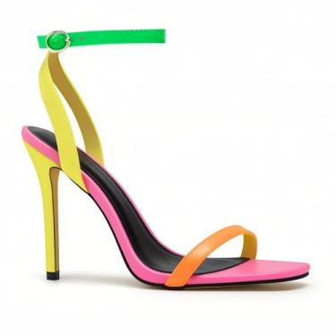 Imagem de Pradize Sandálias multicoloridas com salto agulha, Neon multicolorido, 8 Narrow