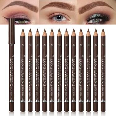 Imagem de WanTuoluo Lápis de sobrancelha para mulheres, 12 peças de lápis delineador de sobrancelha de madeira dura para maquiagem iniciante, à prova d'água e à prova de suor (12 peças de lápis de sobrancelha