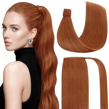 Imagem de Ve Sunny Extensões de rabo de cavalo com clipe em cobre Remy extensões de rabo de cavalo cabelo humano real para mulheres 40,6 cm 80G