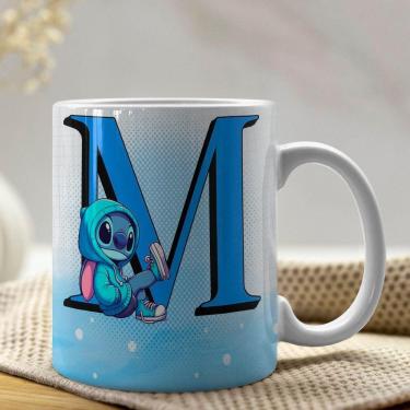 Imagem de Caneca De Porcelana Stitch Letras A-z 325ml Azul M