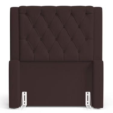 Imagem de Cabeceira Atena Para Cama Box Solteiro 90cm Capitonê Com Frame Suede Marrom - Desk Design