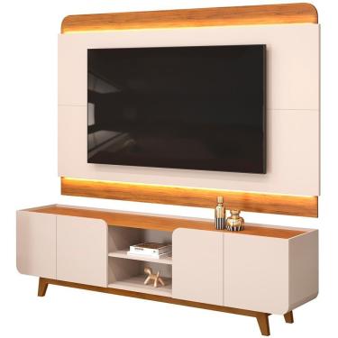 Imagem de Rack Para Sala Com Painel Para Tv 75 Pol Led Cine D05 Off White Freijó - Lyam Decor