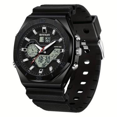 Imagem de Relógio Esportivo Masculino Analógico Com Dupla Exibição Multifuncional Impermeavel Preto