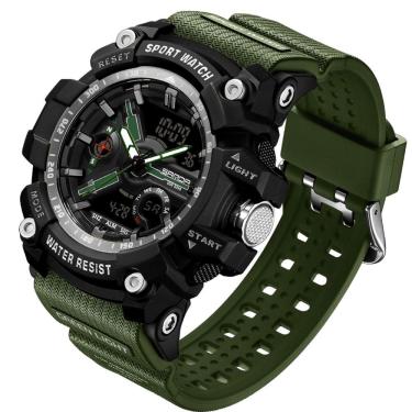 Imagem de Relógio De Pulso Masculino Esportivo De Quartzo Dual Display Digital A Prova D´agua Verde