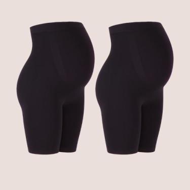 Imagem de Kit 2 Bermudas Gestante Maternidade Sem Costura Zee Rucci, Preto, GG