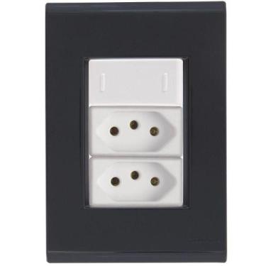 Imagem de Cj Interruptor E Duas Tomadas 10a E 20a Liz Grafite Tramontina Complet