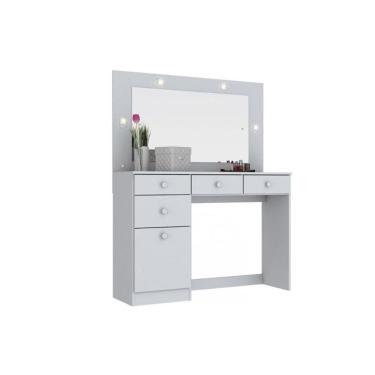 Imagem de Penteadeira Chanel 1 Porta e 4 Gavetas c/ Espelho Branco - Henn