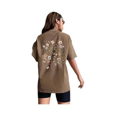 Imagem de Camisetas Femininas De Algodão Macio Com Estampa Floral, Casuais, Resp