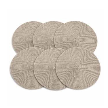 Imagem de Kit Jogo Americano Redondo Impermeável 38 cm Jantar 6 Peças - Bmax, Pa