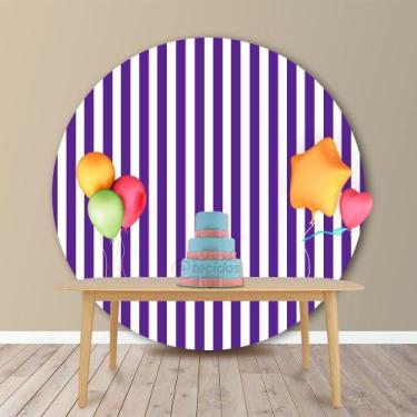 Imagem de Painel Redondo em Jacquard Estampado Listrado Roxo, 1,50, 1,50