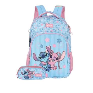 Imagem de Kit Mochila Stitch Costas E Estojo Triplo Meninas Escolar - Stitch - L