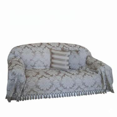 Imagem de Capa Sofá Manta Xale Jacquard Cinza Com Cru 1,80X2,80 - Nosso Lar Deco
