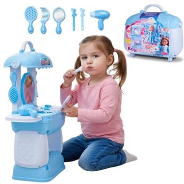 Imagem de Maleta Maquiagem Menina Princesa Penteadeira Presilha Neve - BAMBOLA