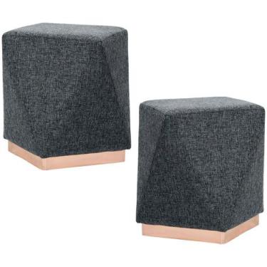 Imagem de Kit 02 Puffs Decorativo Para Sala de Estar Com Base Aço Ametista C06 L